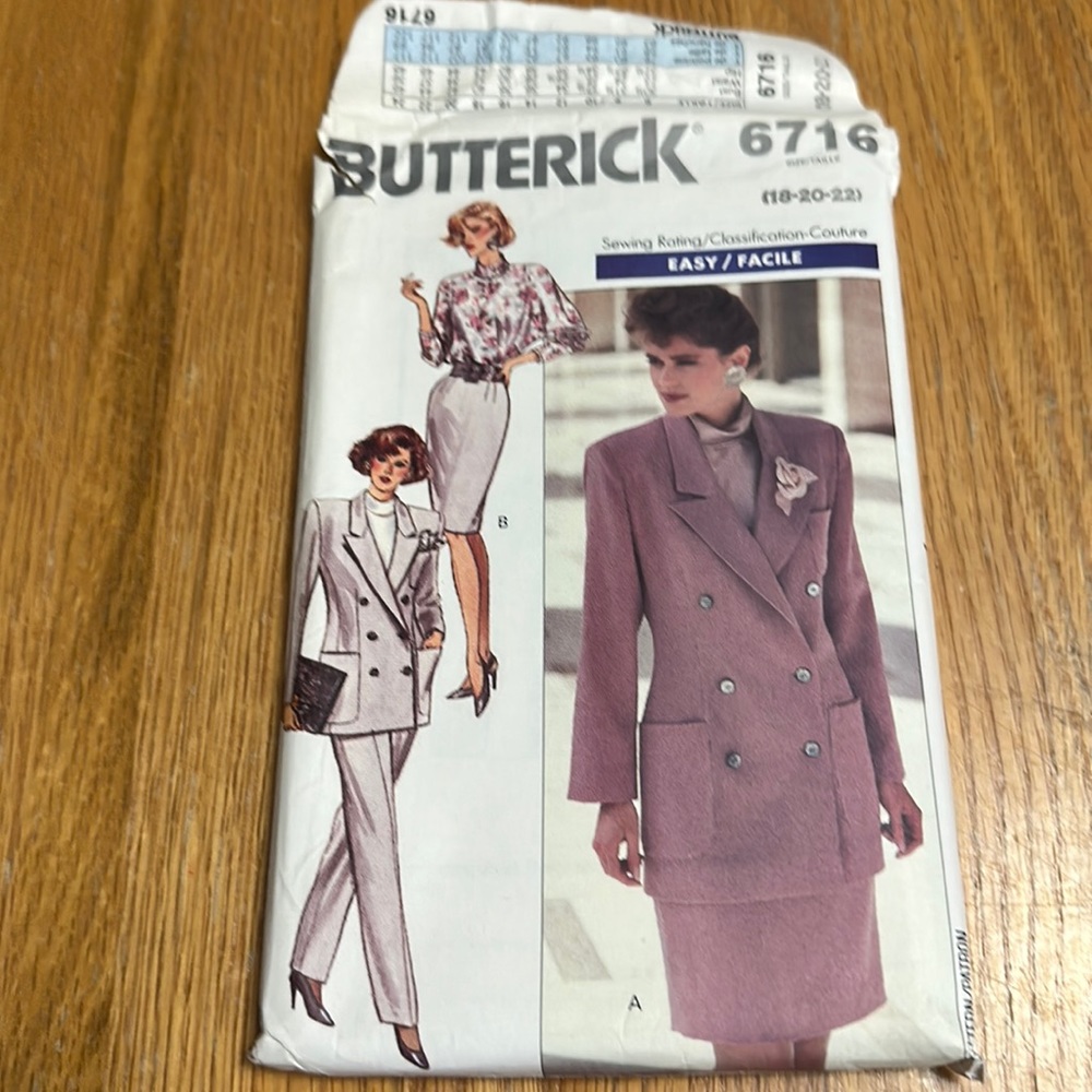 Vintage uncut sewing pattern misses jacket, blouse, skirt, pants